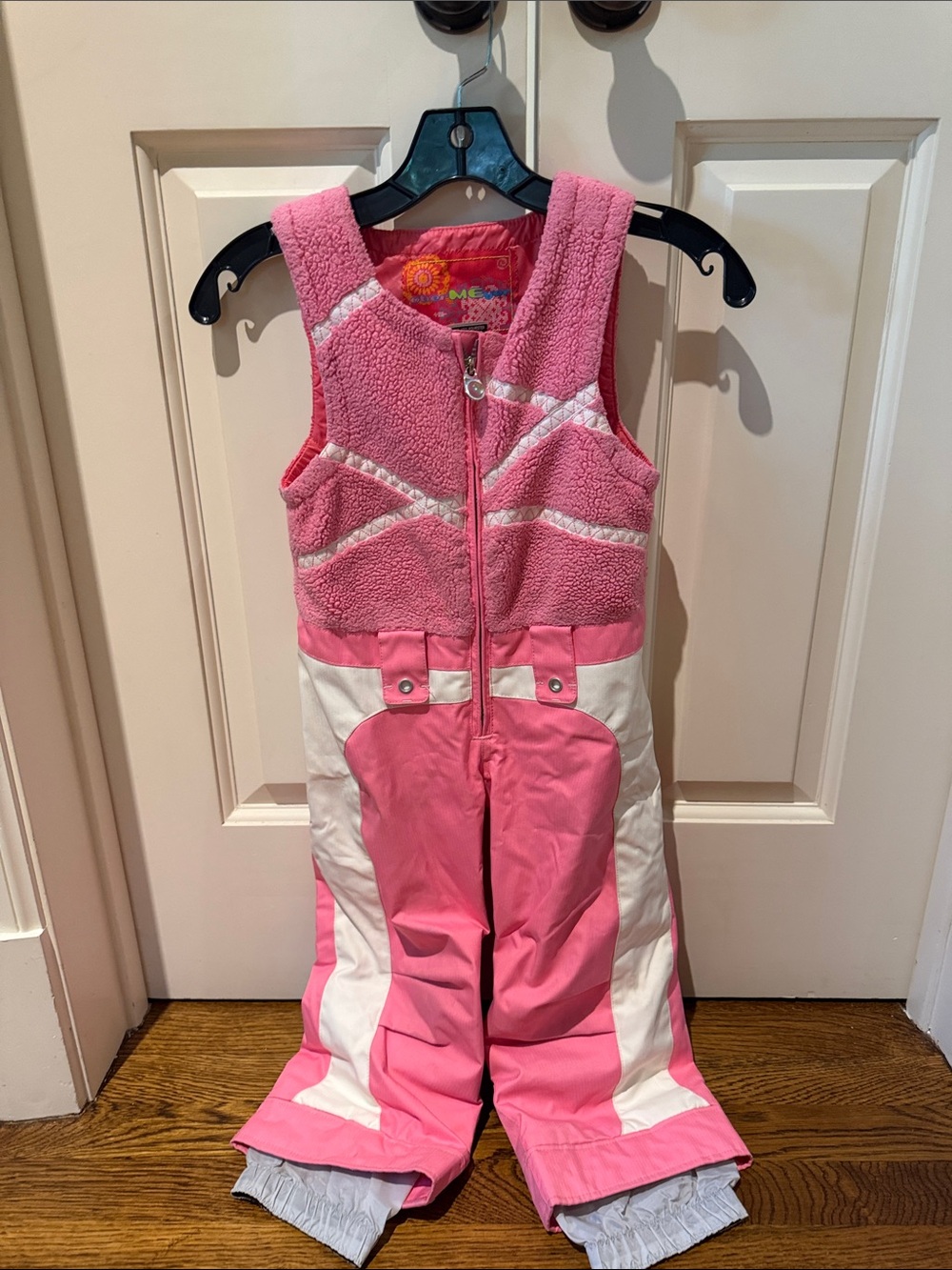 Obermeyer Pink and White Girls Snow Bib Romper